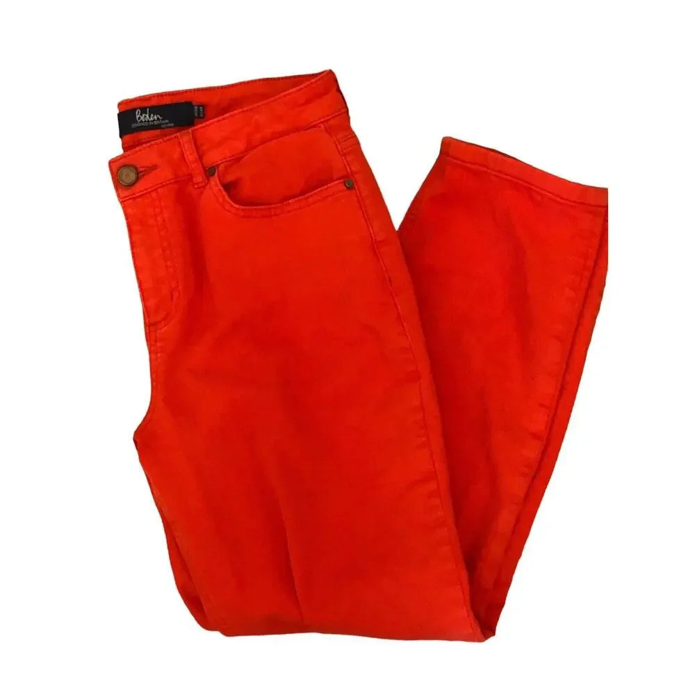 BODEN Red Cambridge Ankle Skimmer Cotton Jeans Size 6